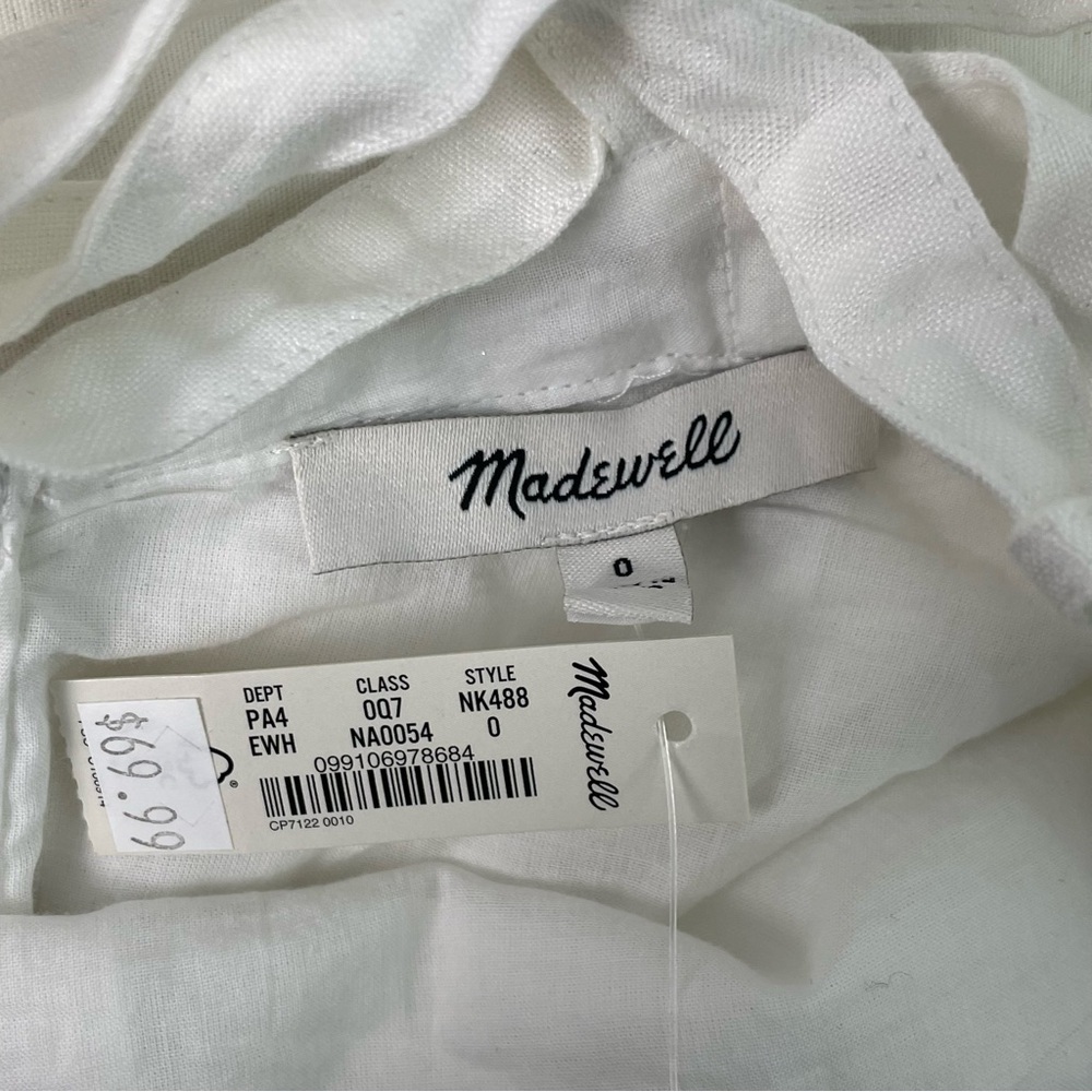 Madewell Women's White Embroidered Eyelet Tie Back Cami Midi Dress Size 0 NWT - Picture 3 of 8
